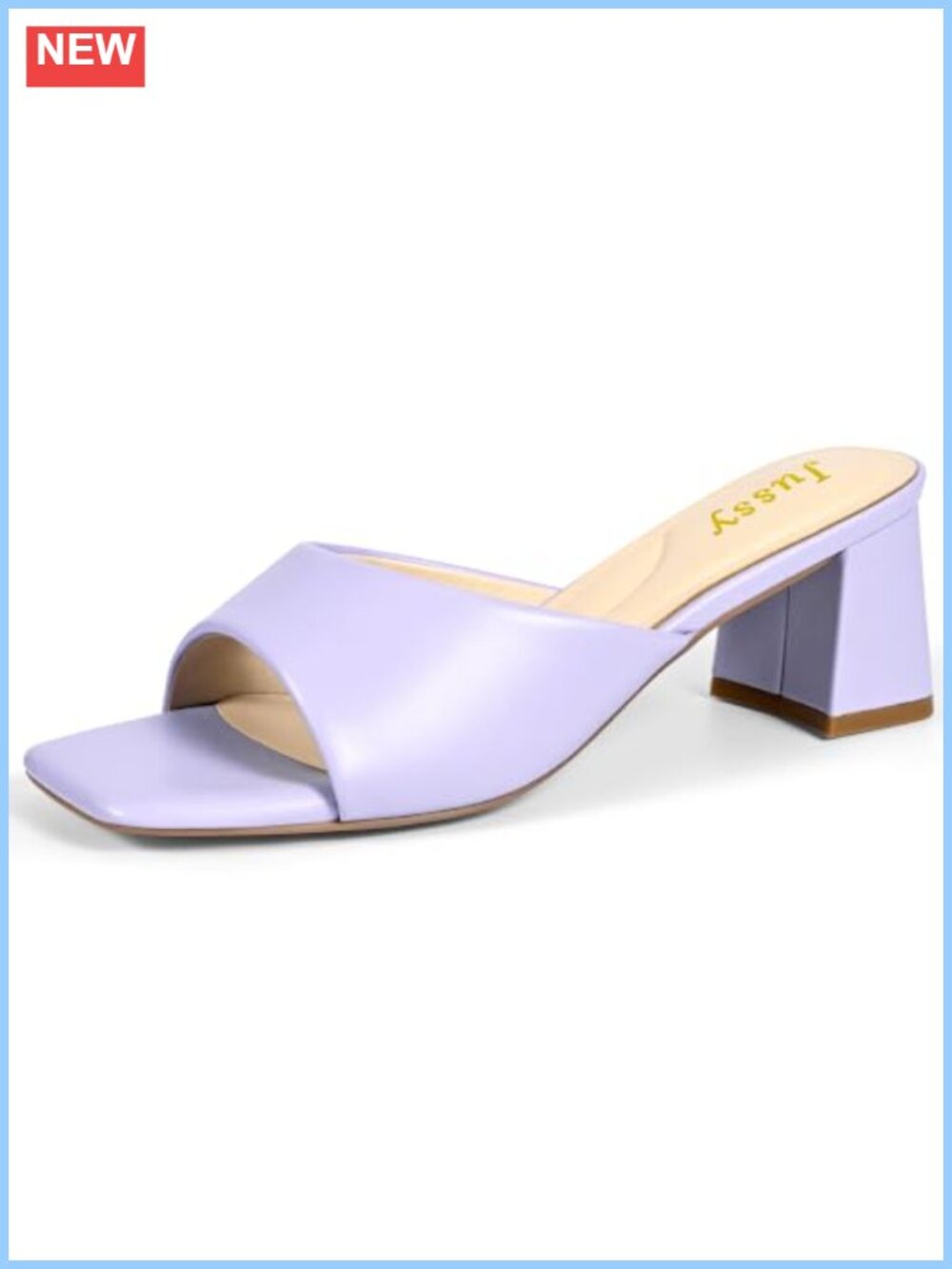 Chunky Block Heel Mule Sandals Square Toe Slip On Low Heels